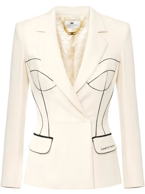 JACKET WITH CONTRAST PIPING ELISABETTA FRANCHI | GI12951E2E84 burro/nero